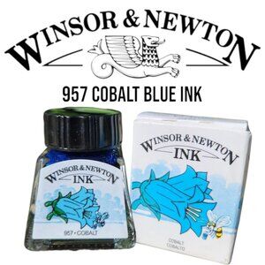 Winsor & Newton Drawing Ink 14ml Bottle Cobalt Blue Shimmer NEW Art Supplies 957